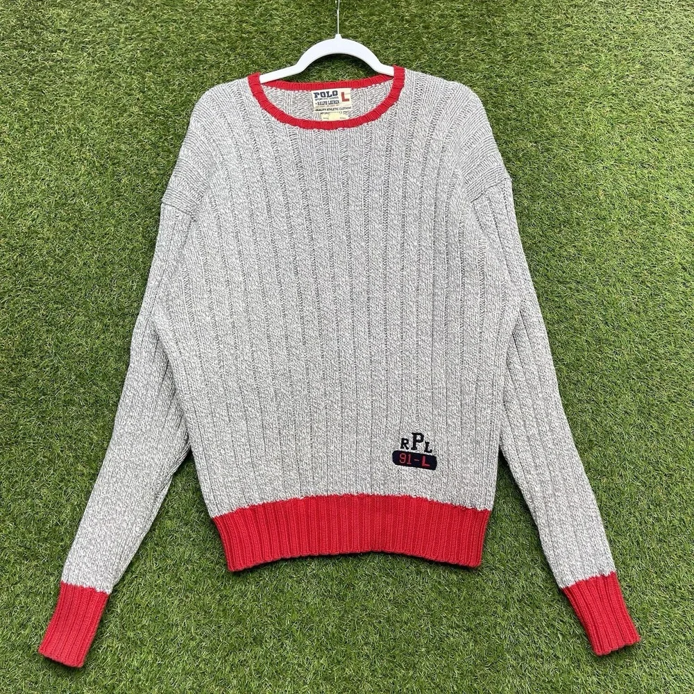 Vintage Polo Ralph Lauren Sweater Mens Large Ribbed PRL Polo Sporting Goods 90s